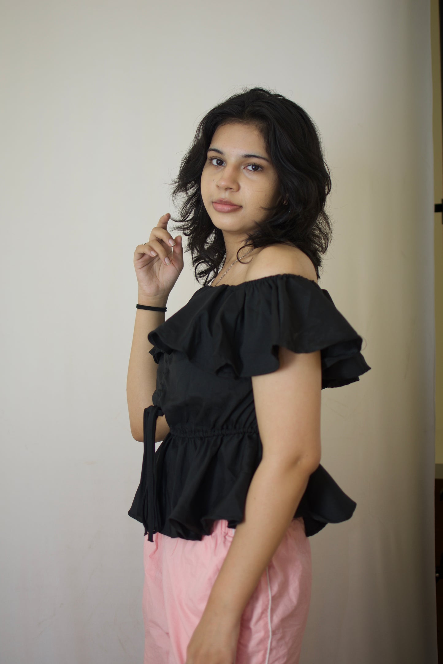 Elegant Black Off-Shoulder Peplum Top