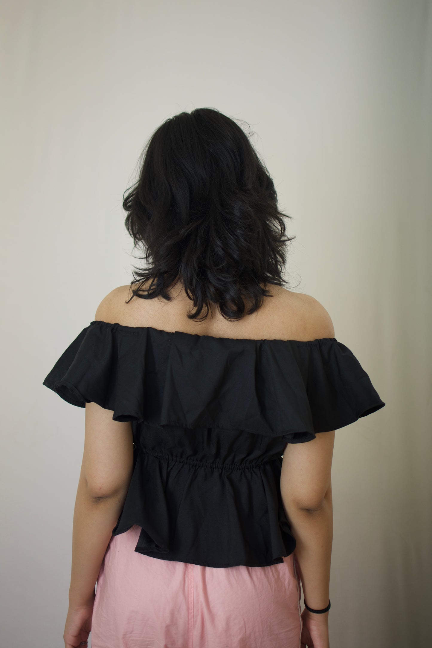 Elegant Black Off-Shoulder Peplum Top