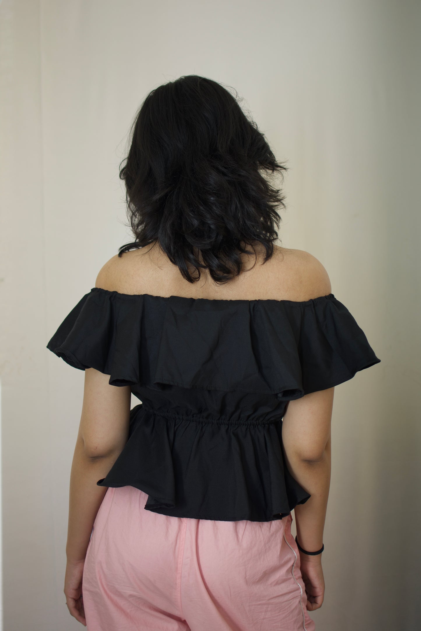 Elegant Black Off-Shoulder Peplum Top