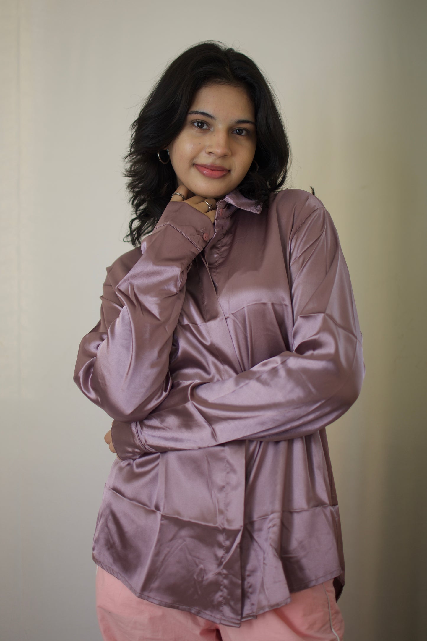 Luxe Satin Button-Down Shirt