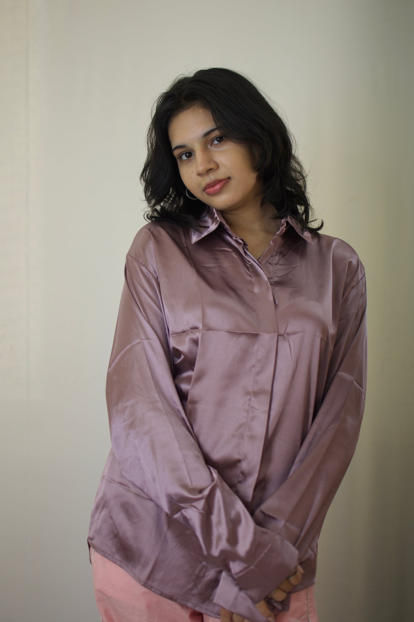 Luxe Satin Button-Down Shirt