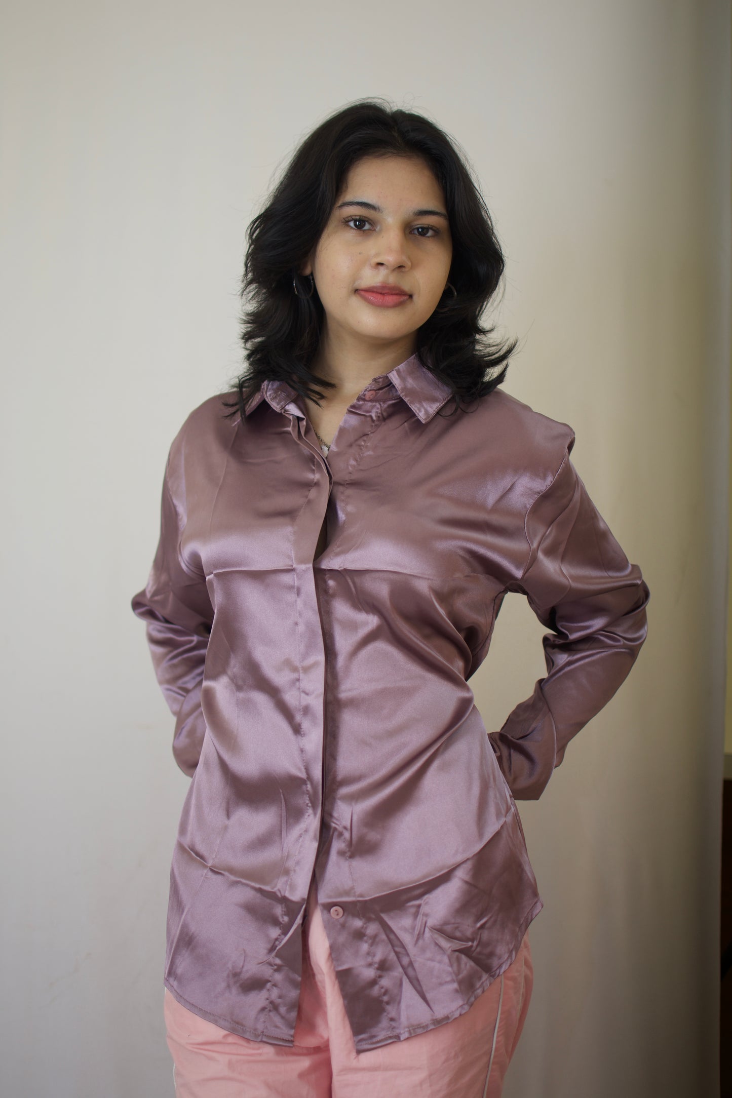 Luxe Satin Button-Down Shirt