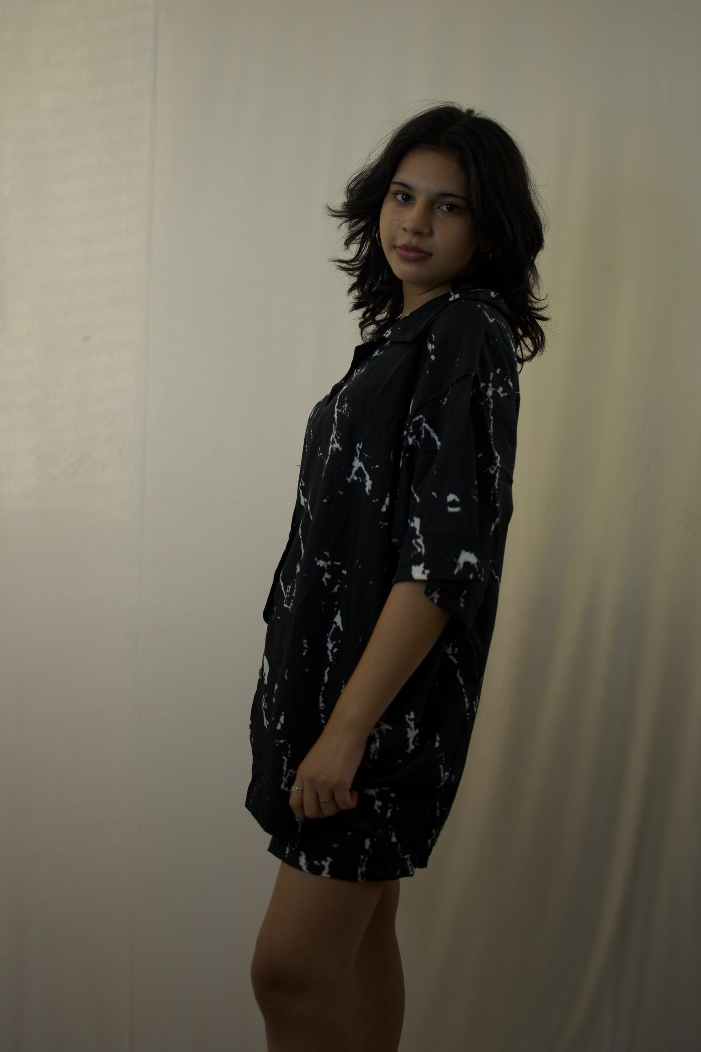 Black Marble-Print Co-Ord Set