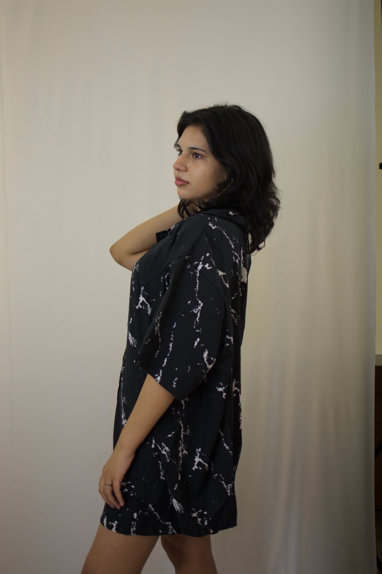 Black Marble-Print Co-Ord Set
