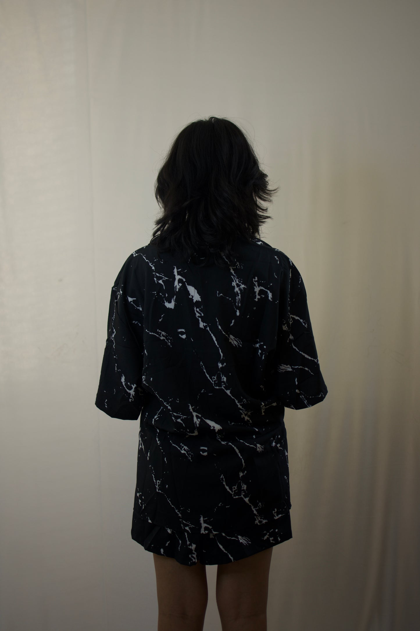Black Marble-Print Co-Ord Set