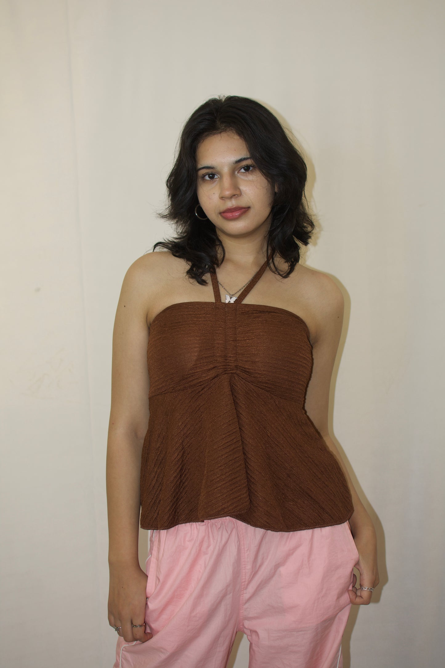 Elegant Halter Neck Pleated Tube Top