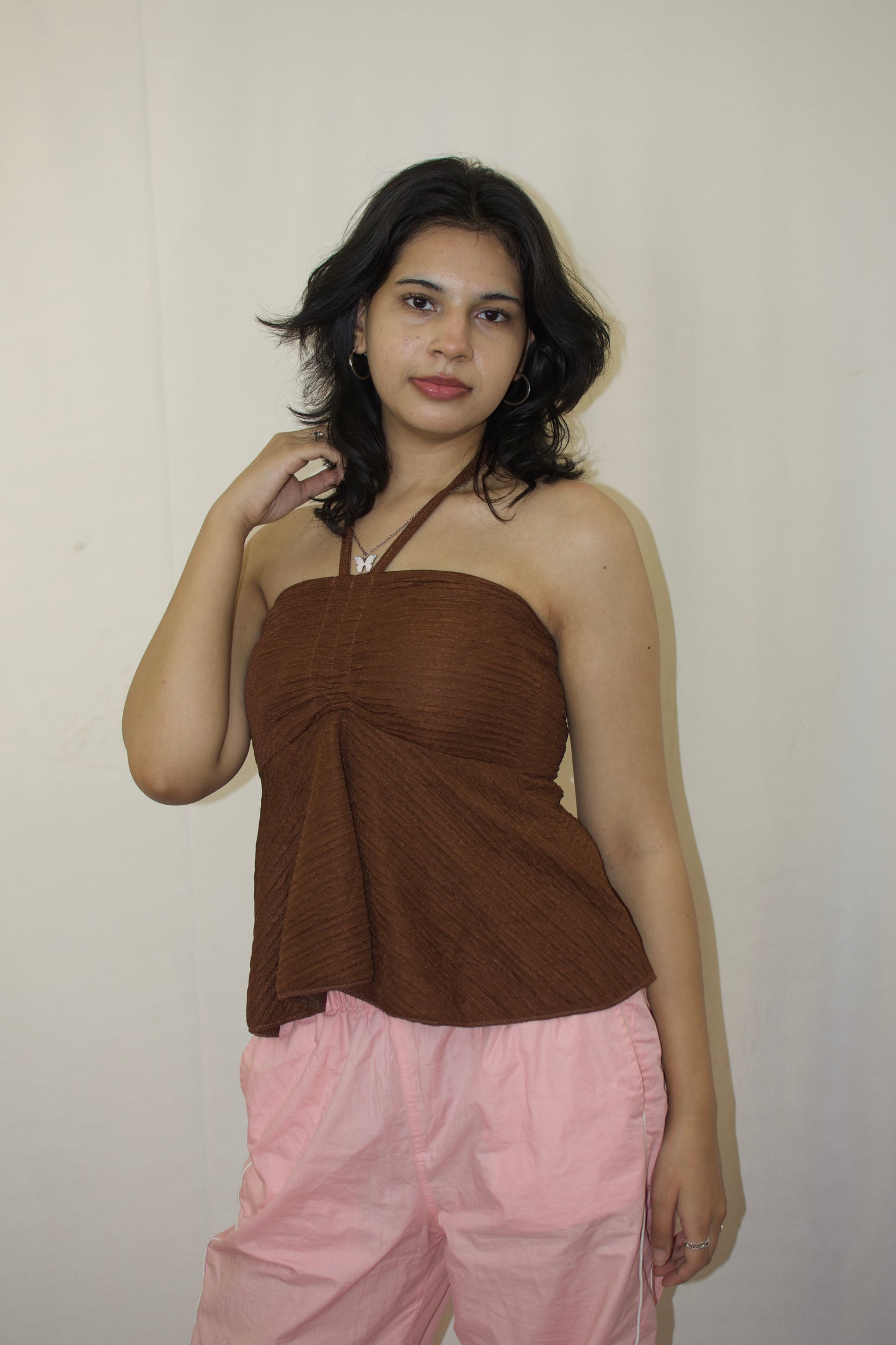 Elegant Halter Neck Pleated Tube Top