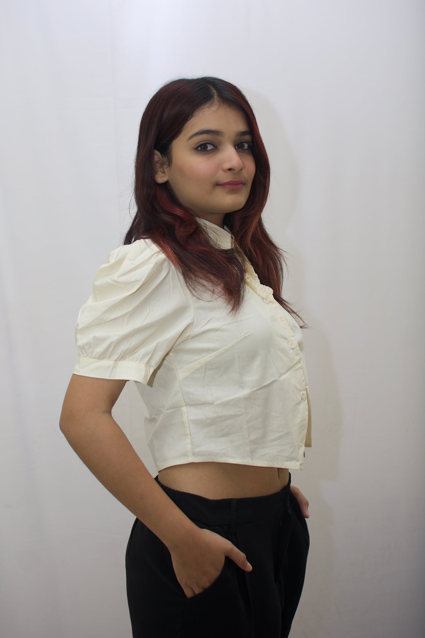 Mini Heart Crop Blouse – Vintage Ivory