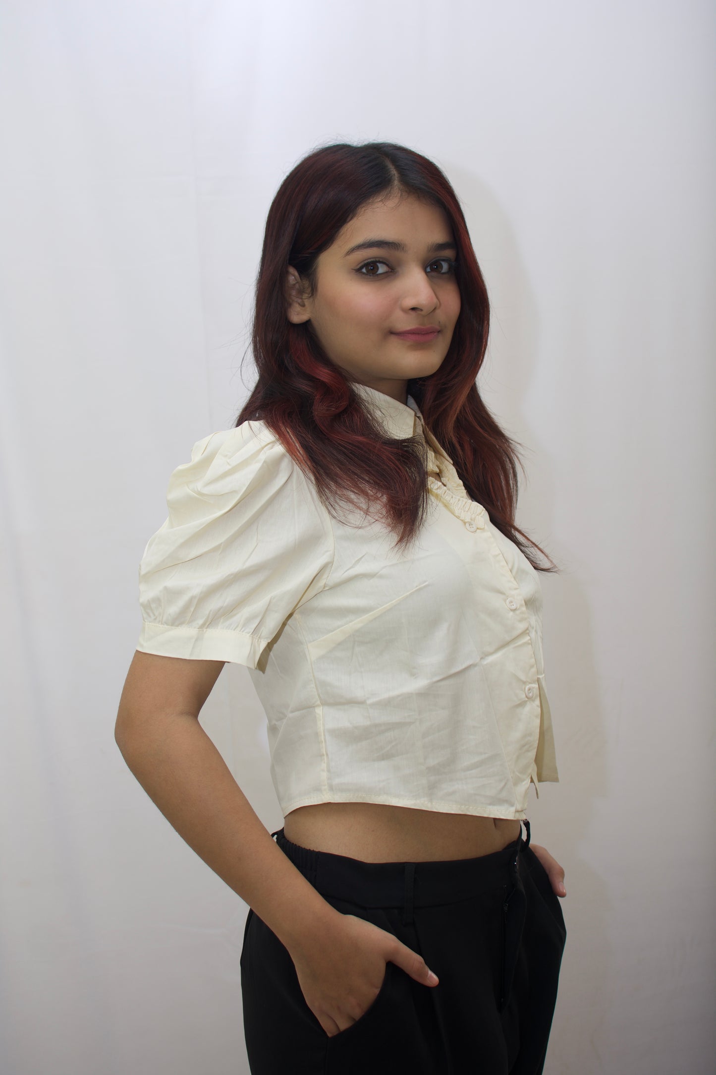 Mini Heart Crop Blouse – Vintage Ivory