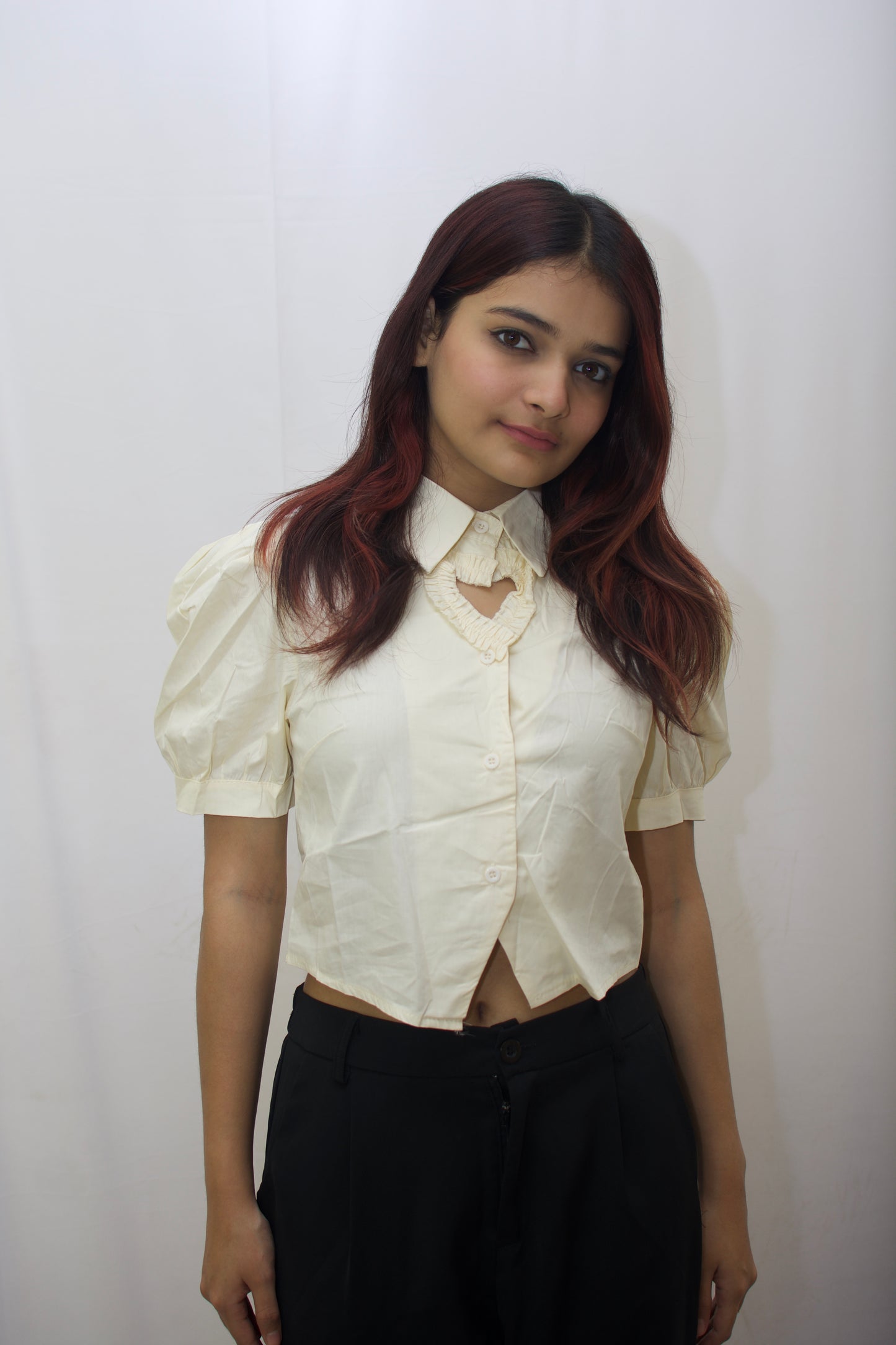 Mini Heart Crop Blouse – Vintage Ivory