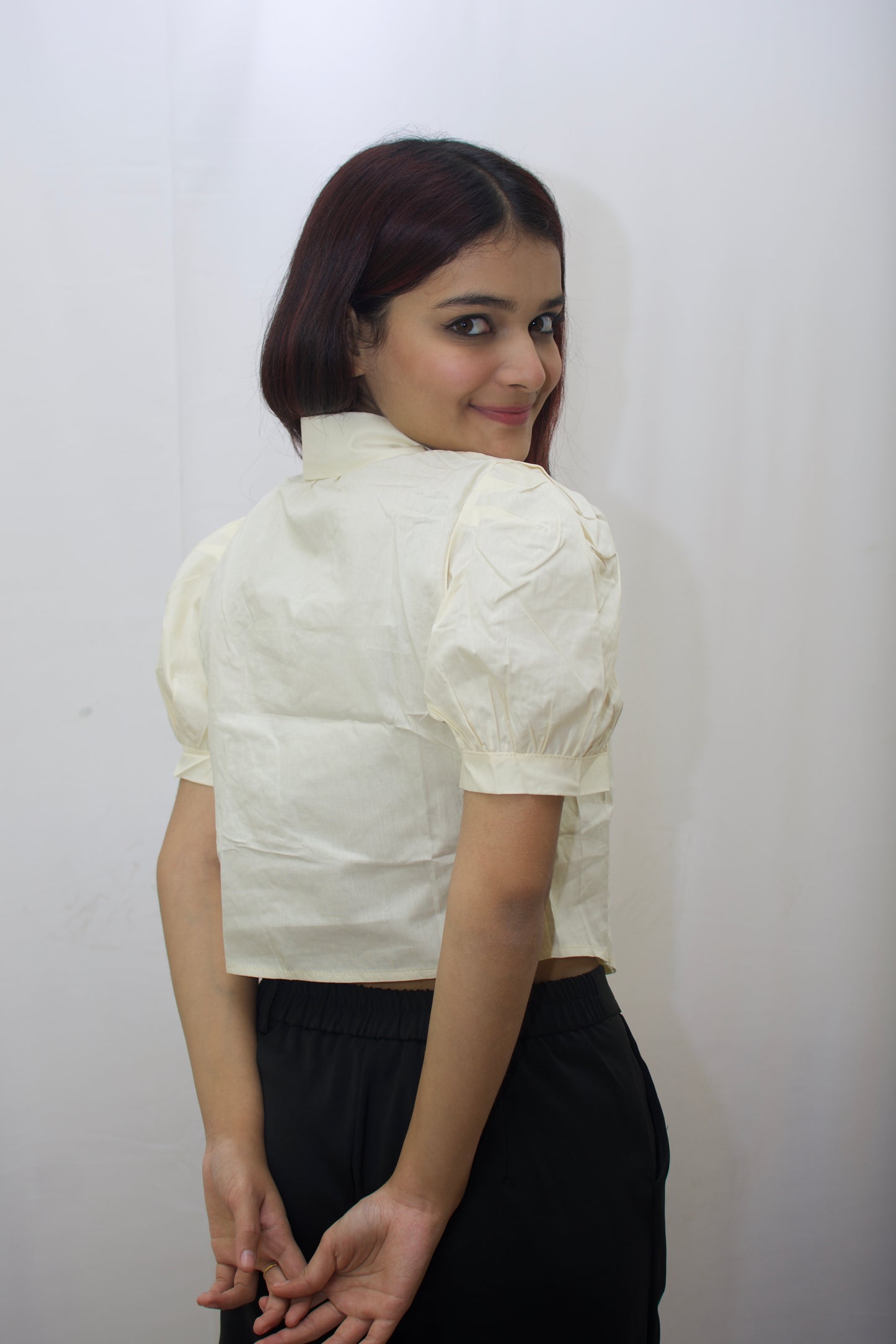 Mini Heart Crop Blouse – Vintage Ivory