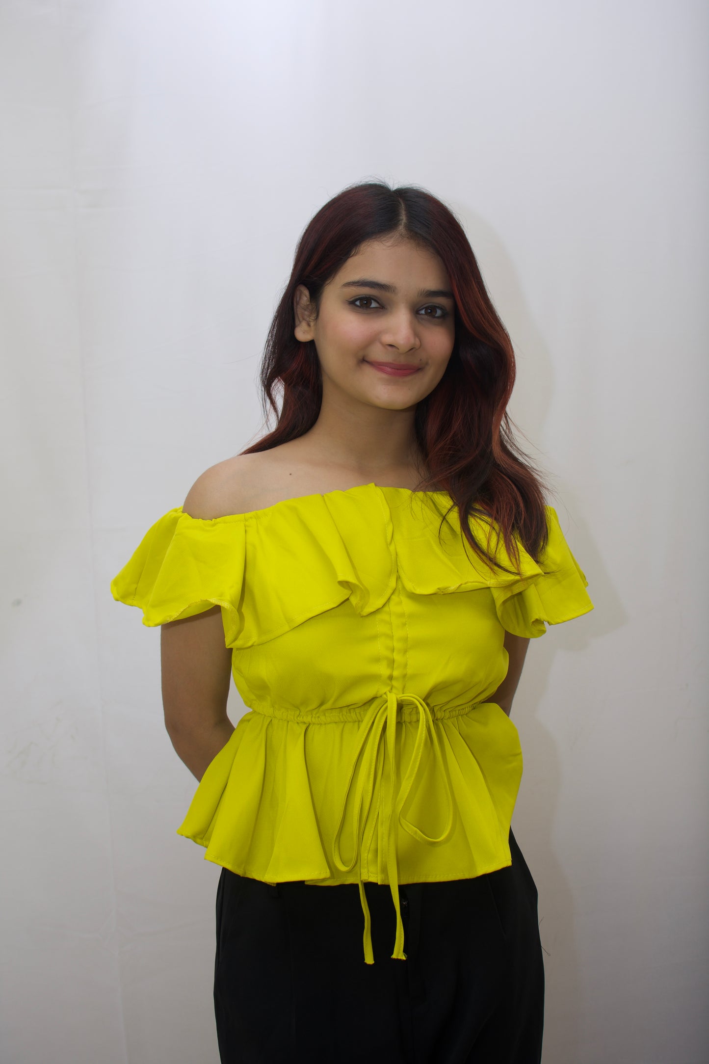 Sunny Glow Off-Shoulder Peplum Top