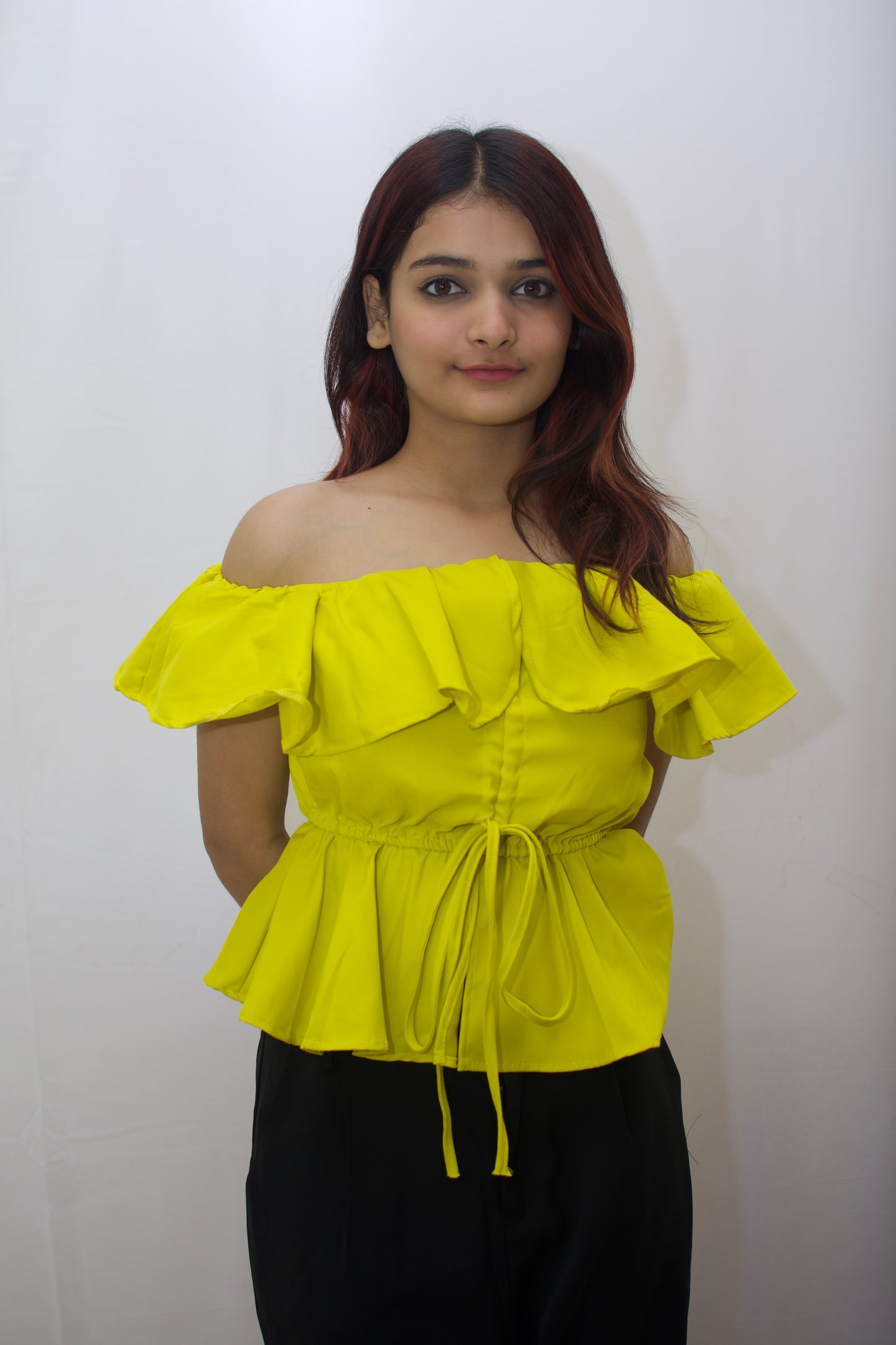 Sunny Glow Off-Shoulder Peplum Top