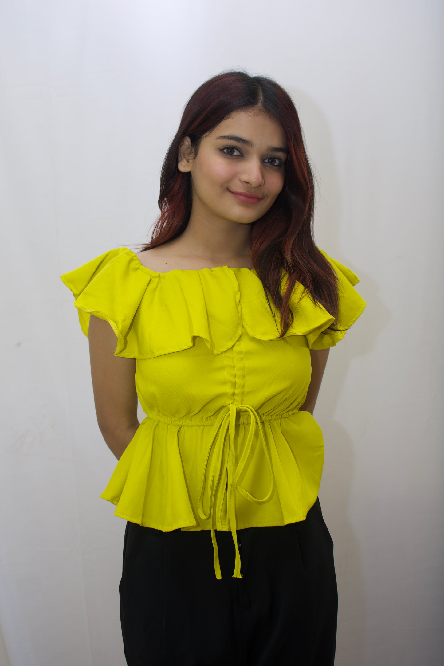 Sunny Glow Off-Shoulder Peplum Top