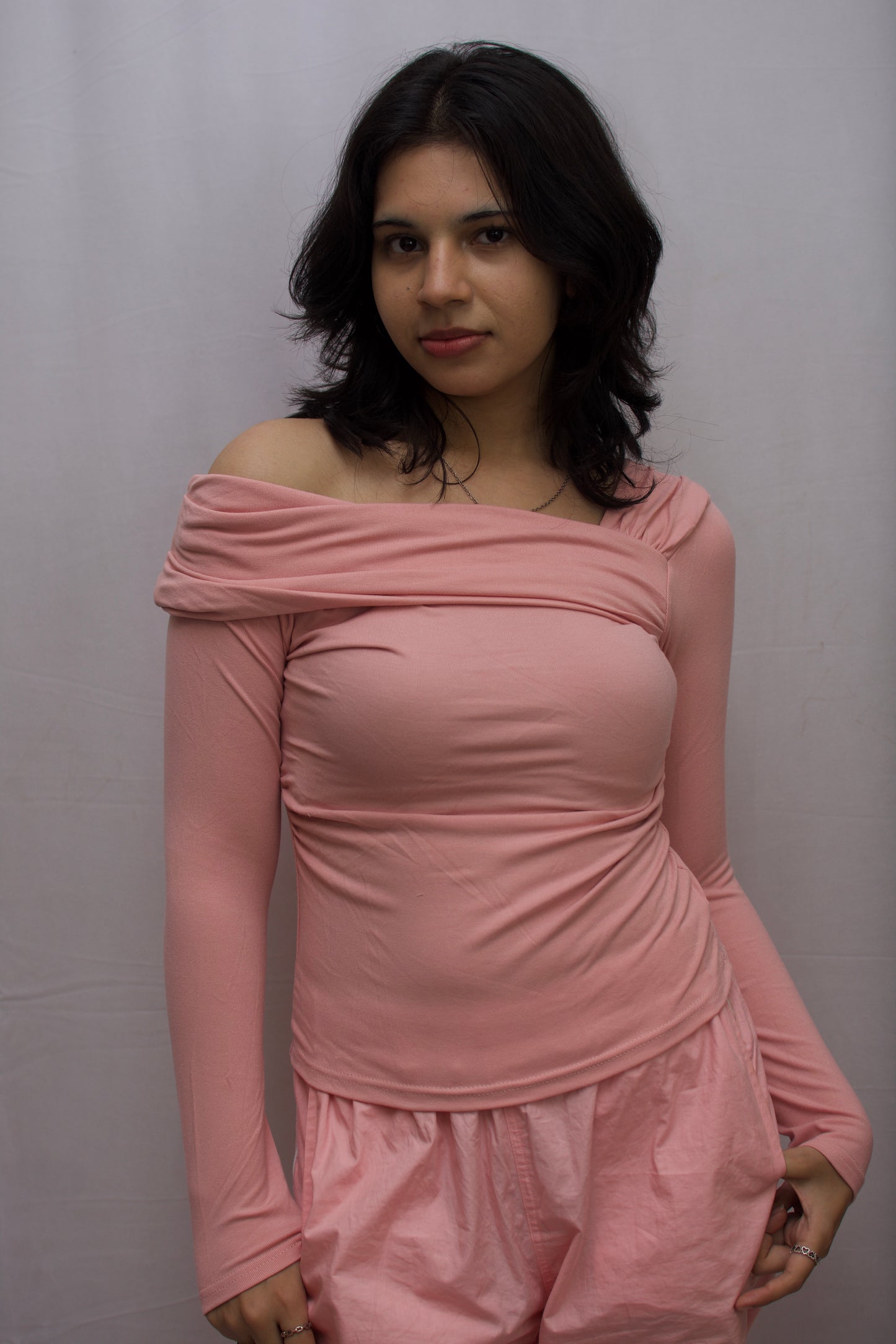 Blush Off-Shoulder Elegance Top