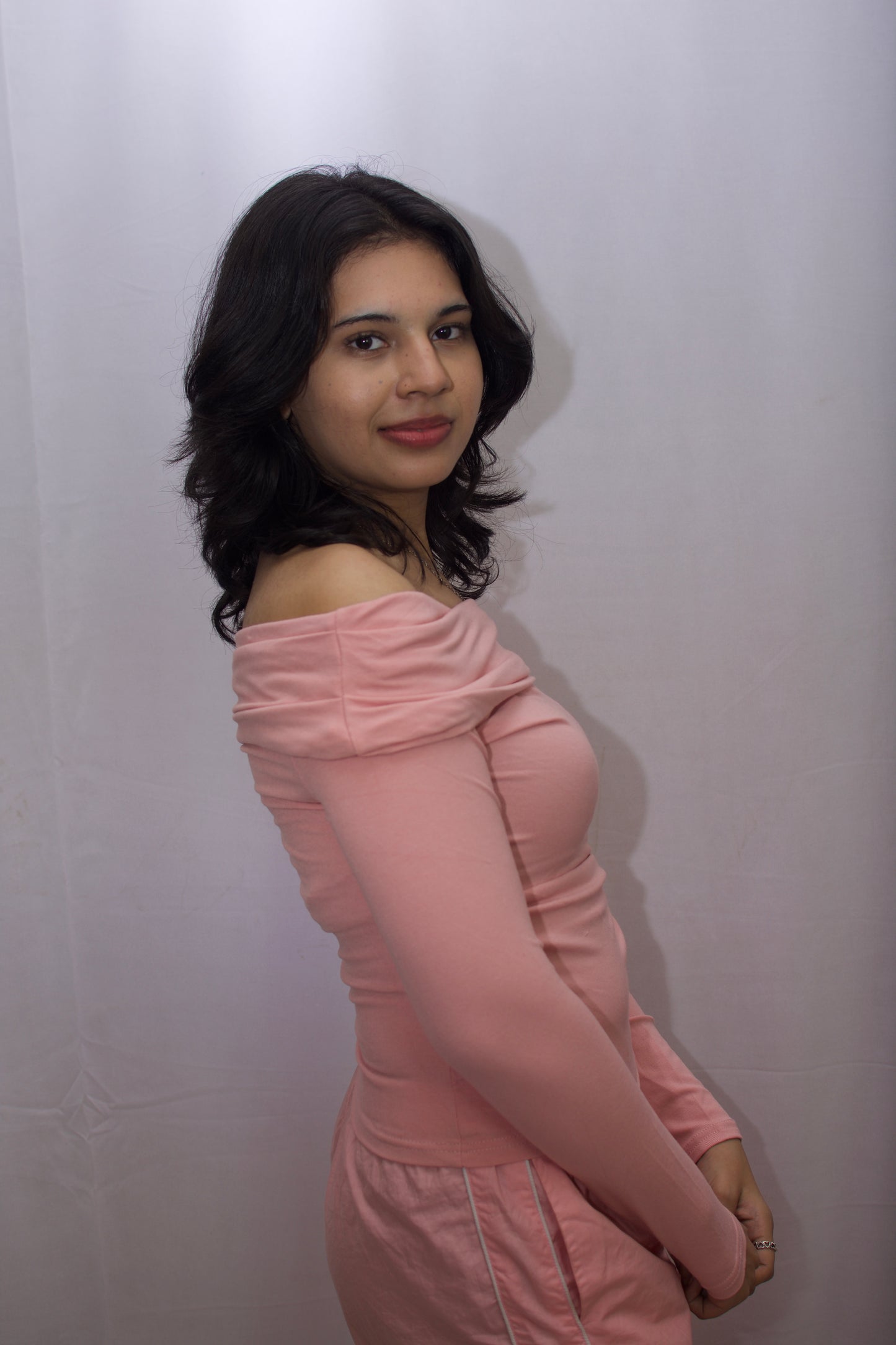 Blush Off-Shoulder Elegance Top