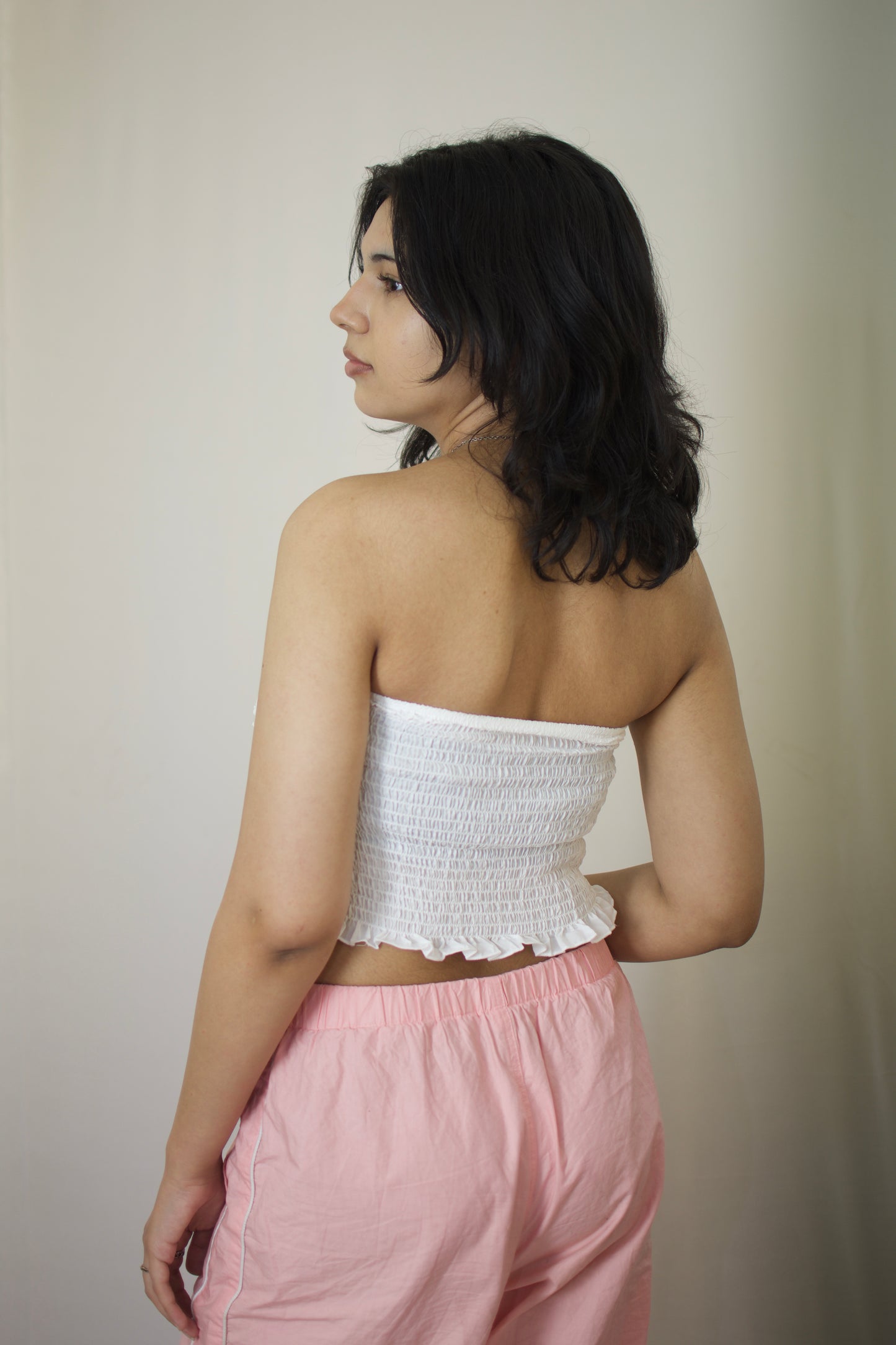 Elegant Rose Tube Top - White Lace