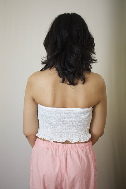 Elegant Rose Tube Top - White Lace