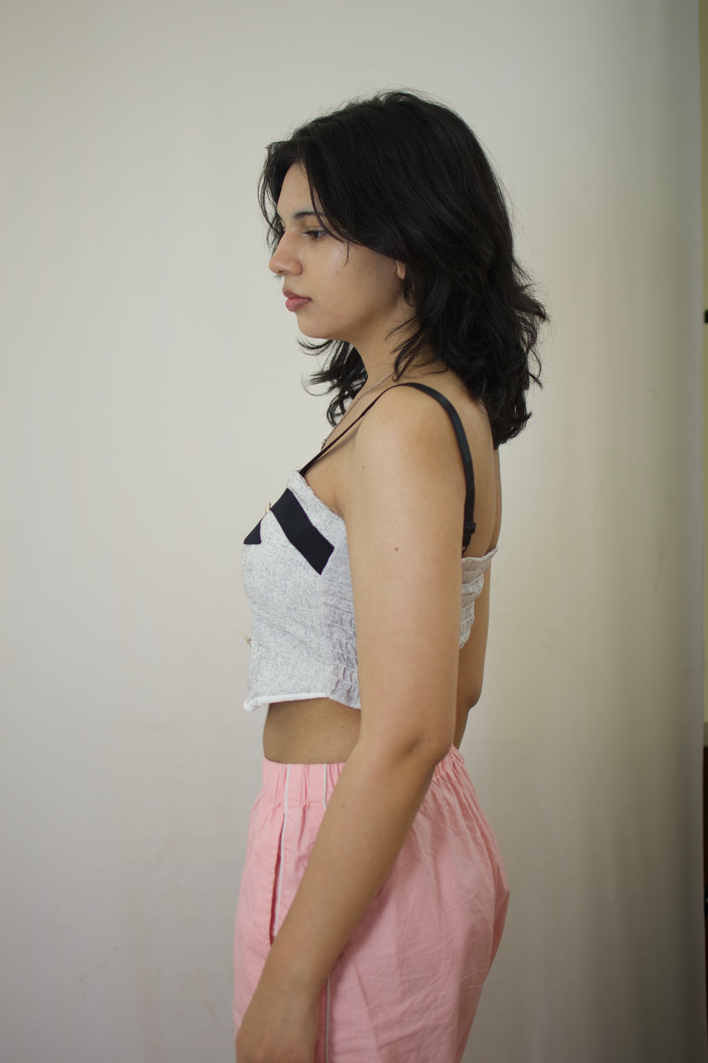 Two-Tone Solid Tie Crop Top – Chic & Bold Statement Piece