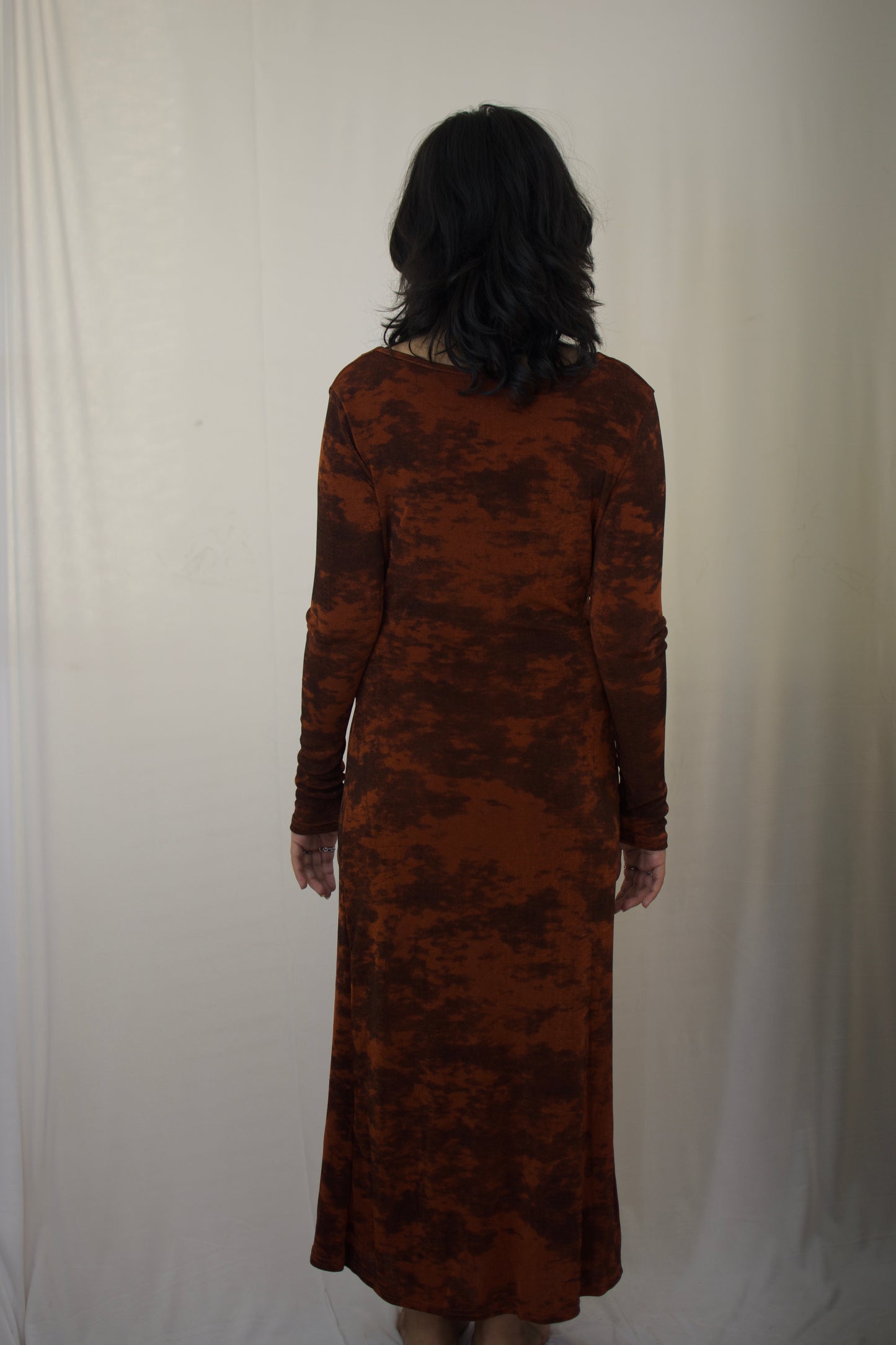 Elegant Rust Cloud Wrap Maxi Dress