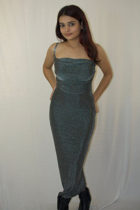 Elegant Metallic Sparkle Evening Gown