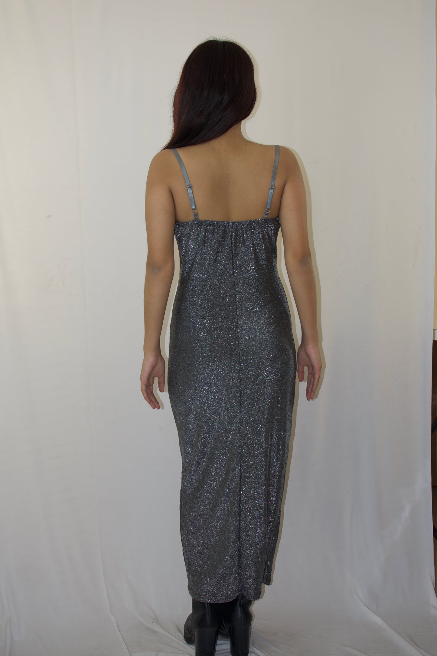 Elegant Metallic Sparkle Evening Gown