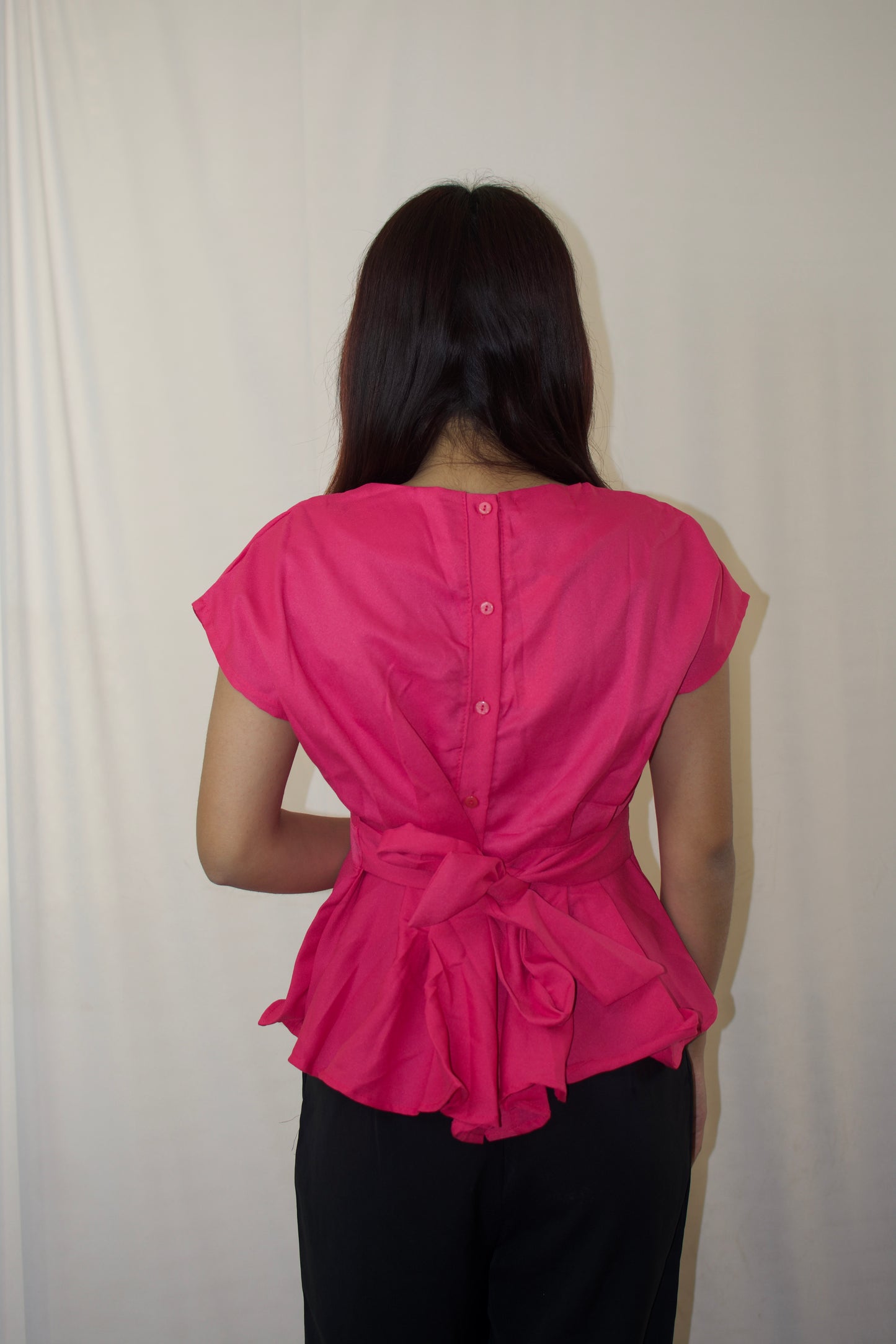 Hot Pink Wrap Peplum Top