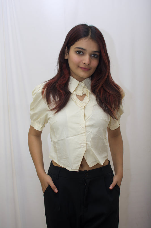 Mini Heart Crop Blouse – Vintage Ivory