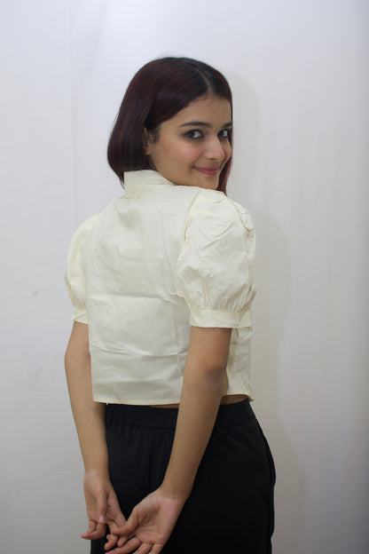 Mini Heart Crop Blouse – Vintage Ivory