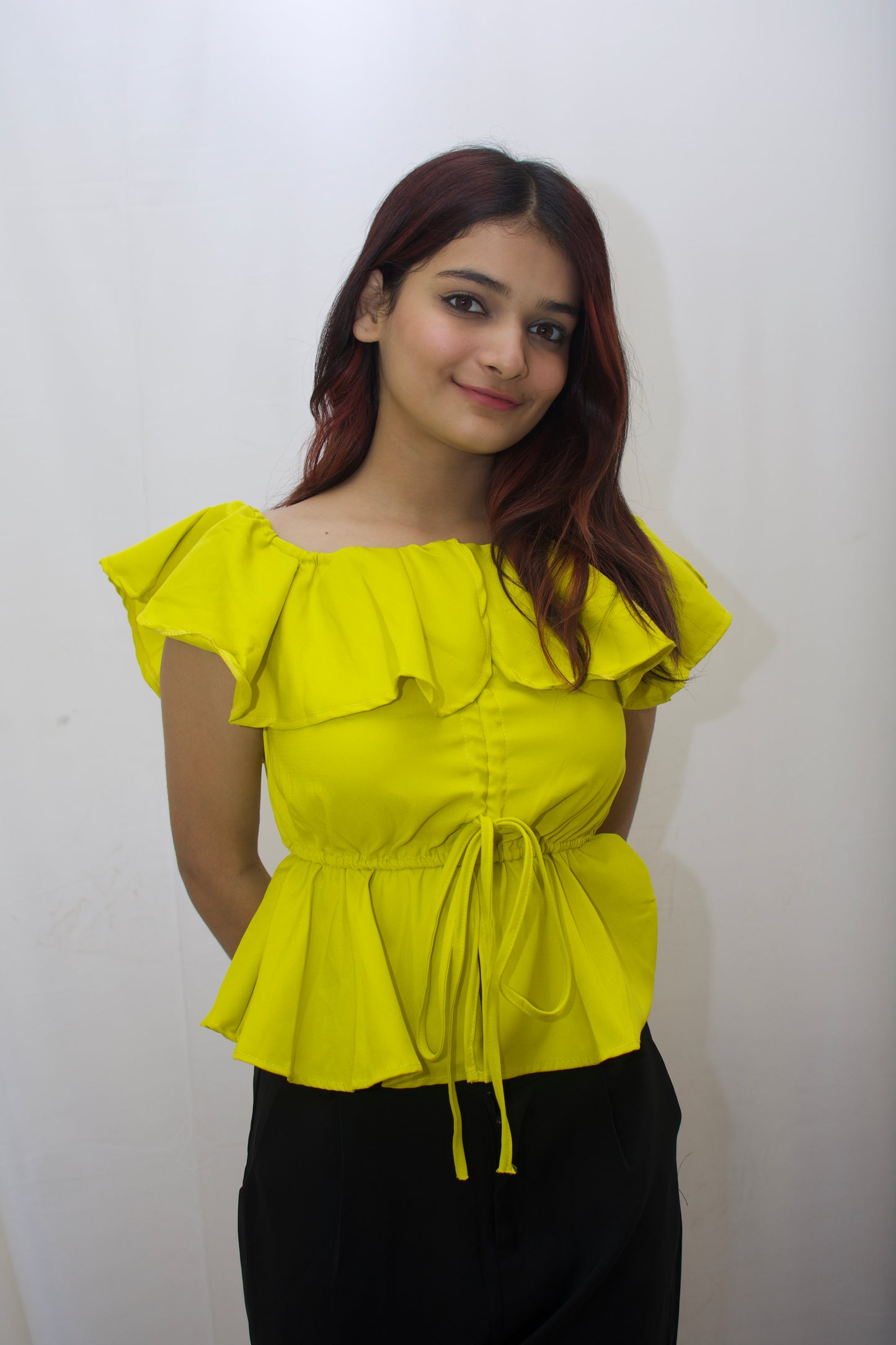 Sunny Glow Off-Shoulder Peplum Top