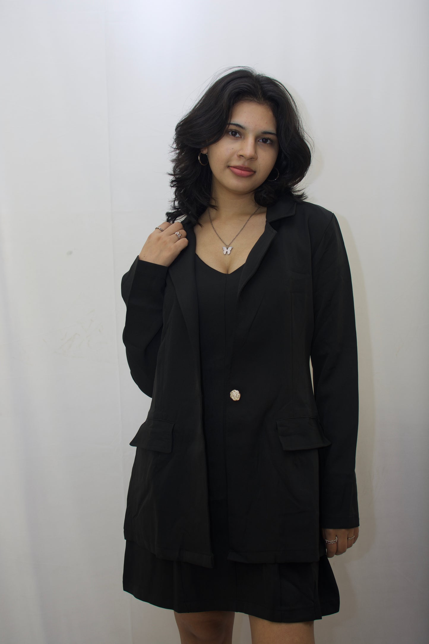 Classic Black Two-Piece Blazer Dress Set – Effortless Elegance