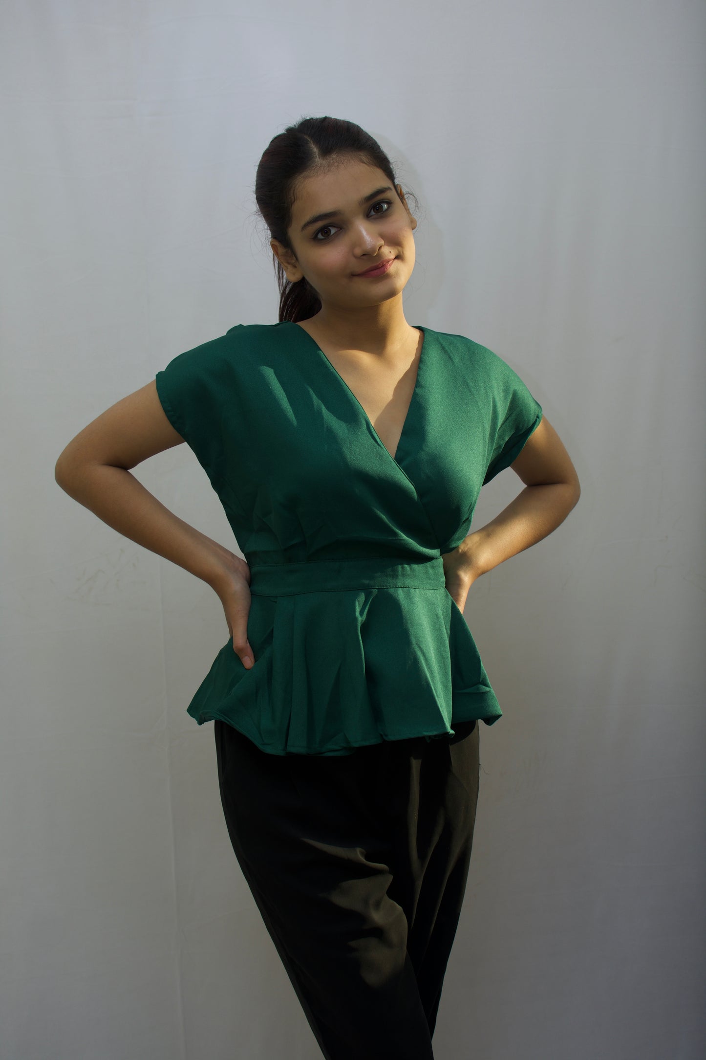 Elegant Green Peplum Top