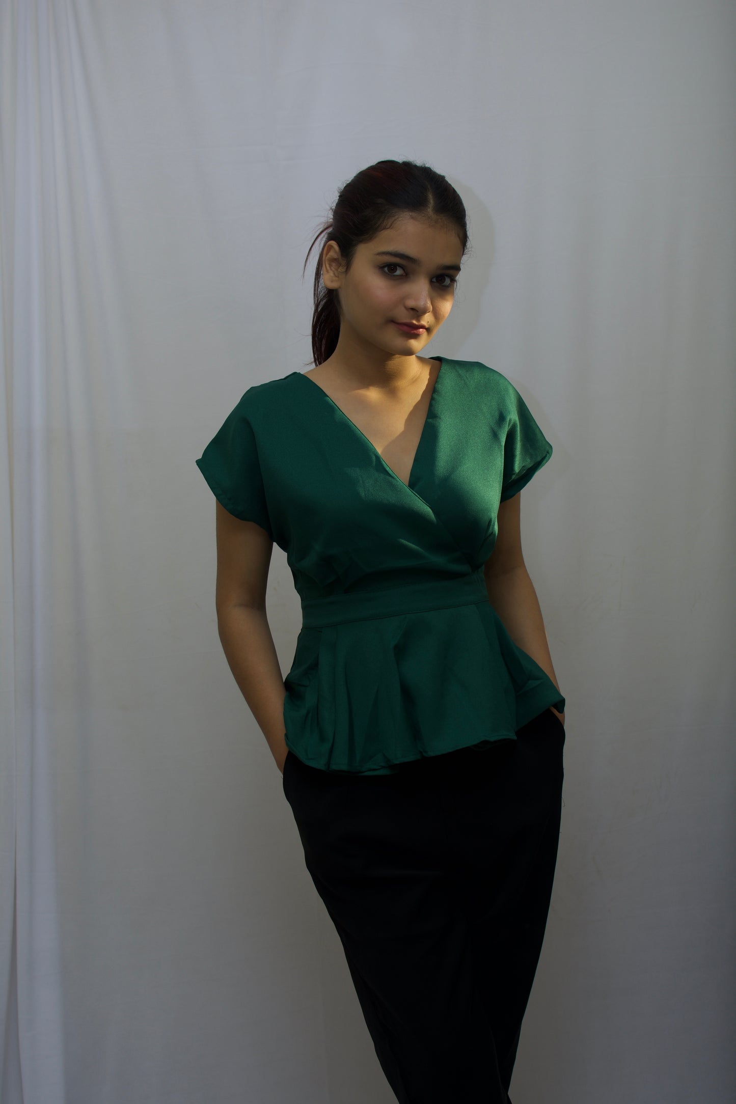 Elegant Green Peplum Top