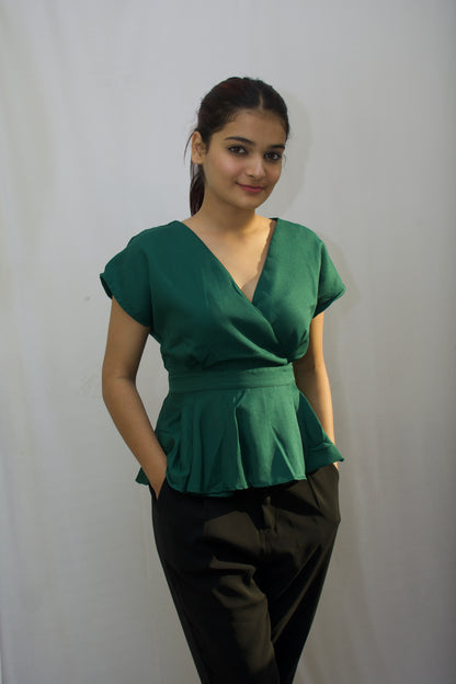 Elegant Green Peplum Top