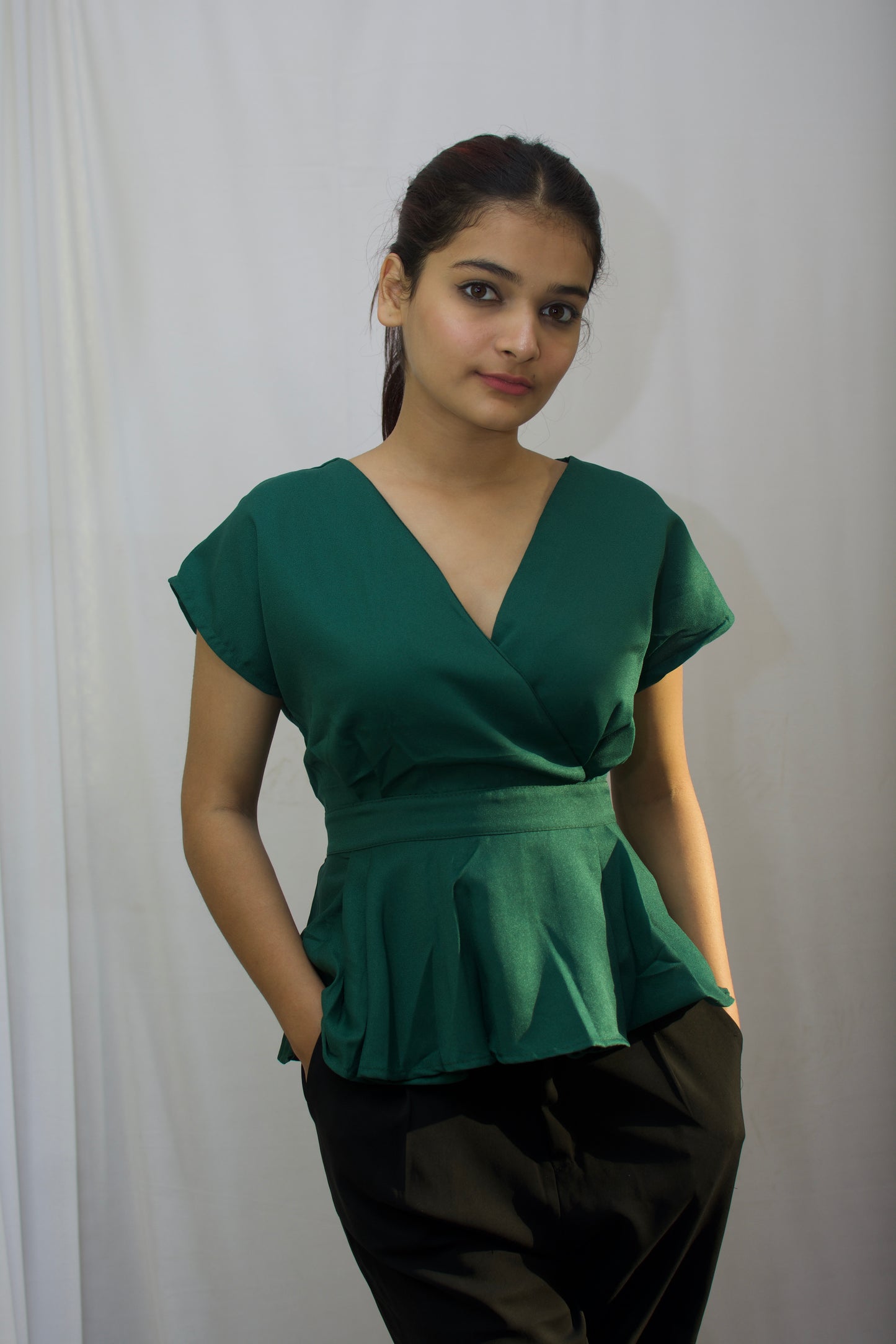 Elegant Green Peplum Top