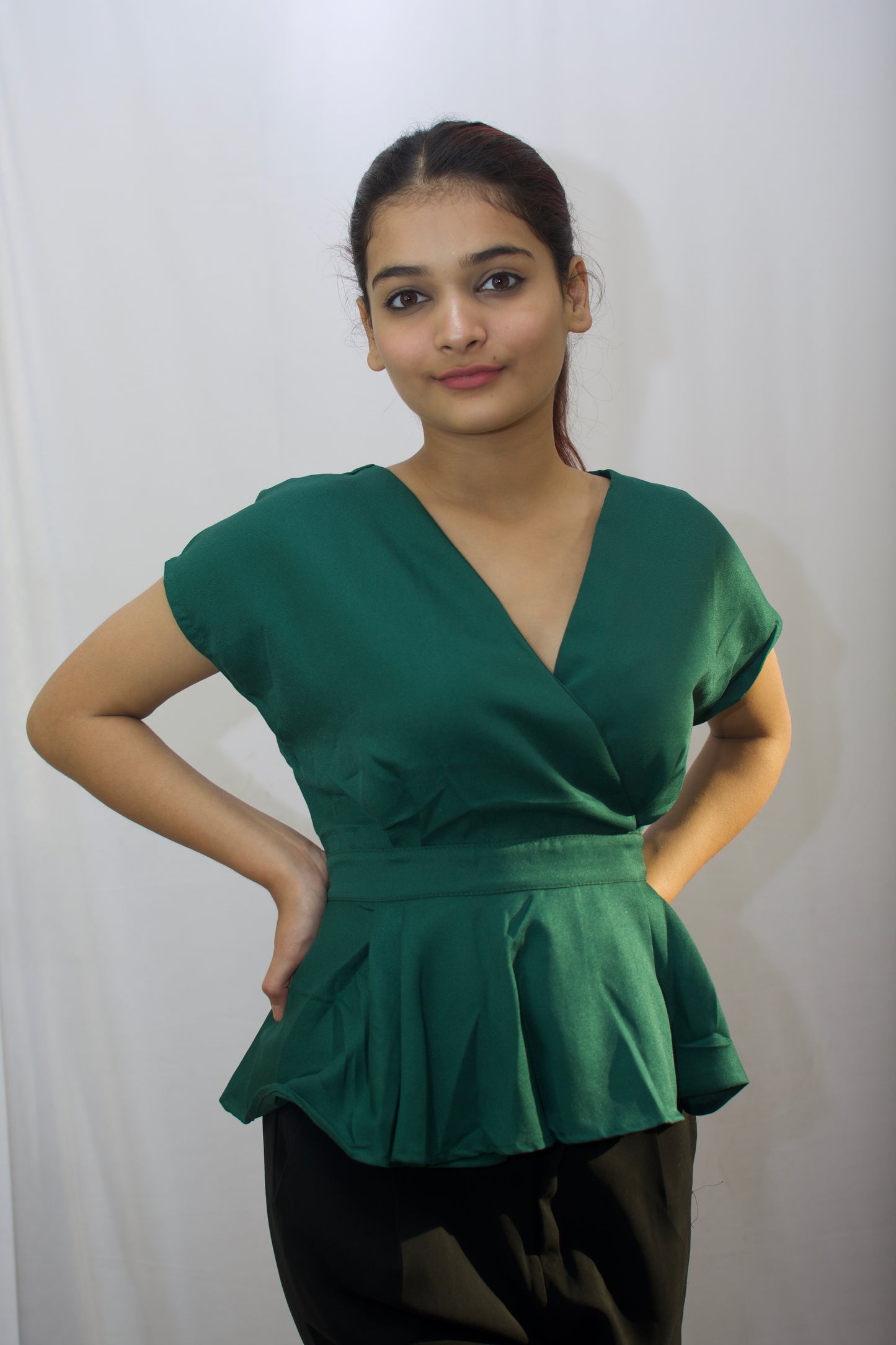 Elegant Green Peplum Top