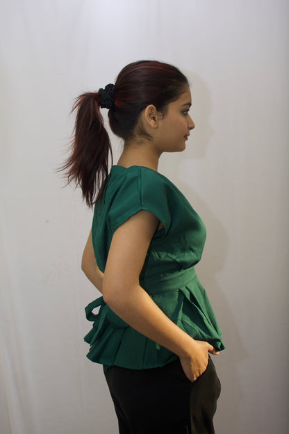 Elegant Green Peplum Top