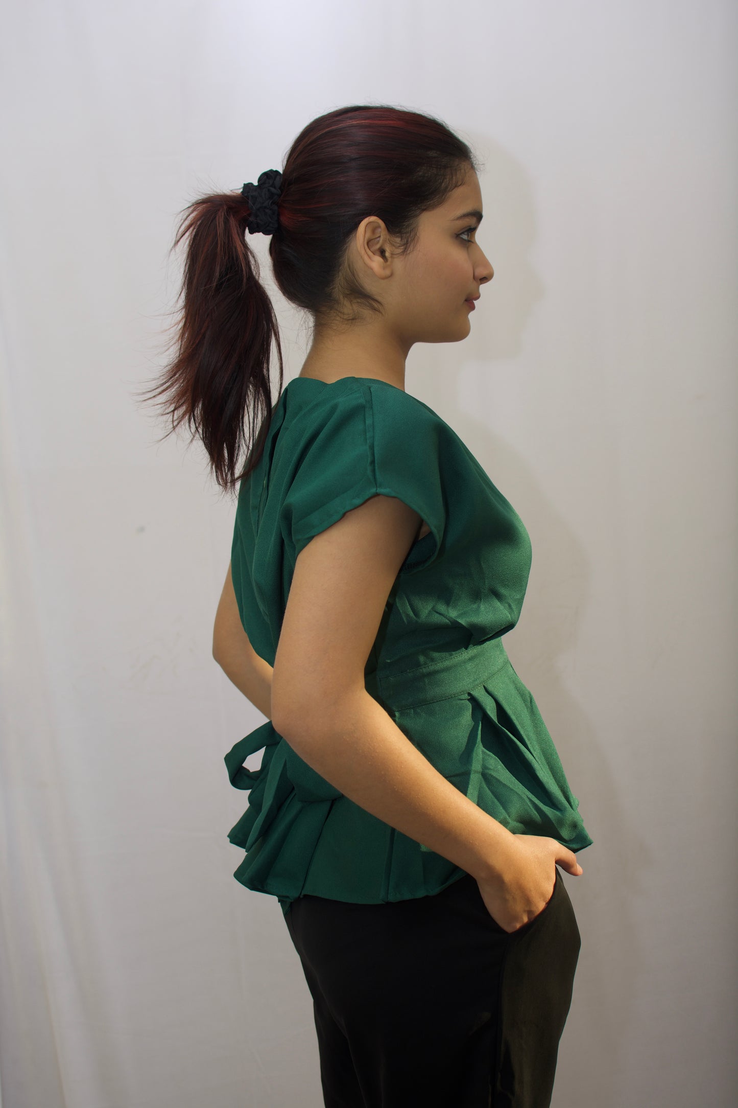 Elegant Green Peplum Top