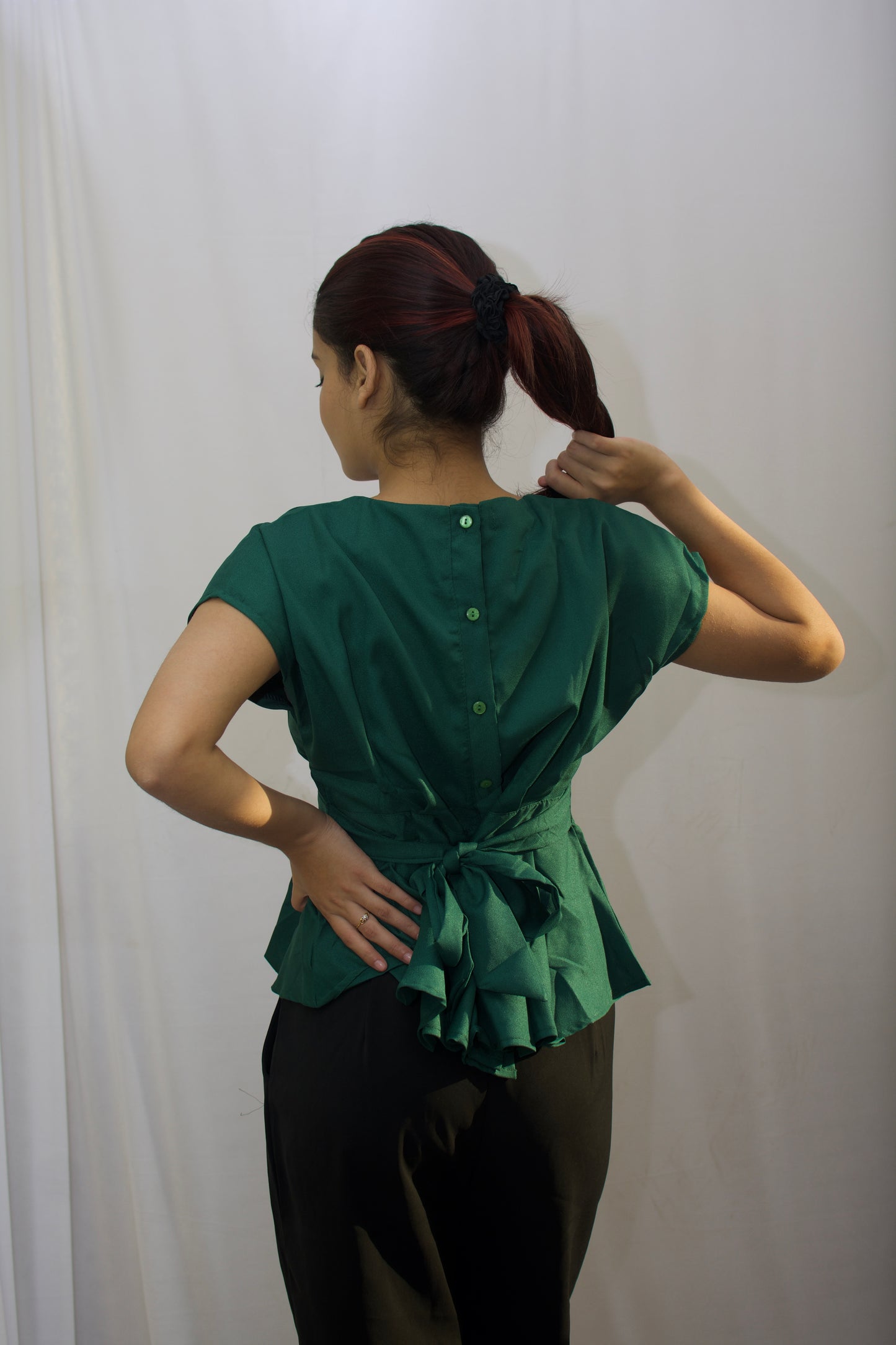 Elegant Green Peplum Top