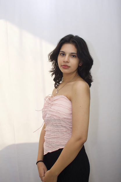 Blush Pink Ruched Tube Top - The Perfect Blend of Elegance and Style
