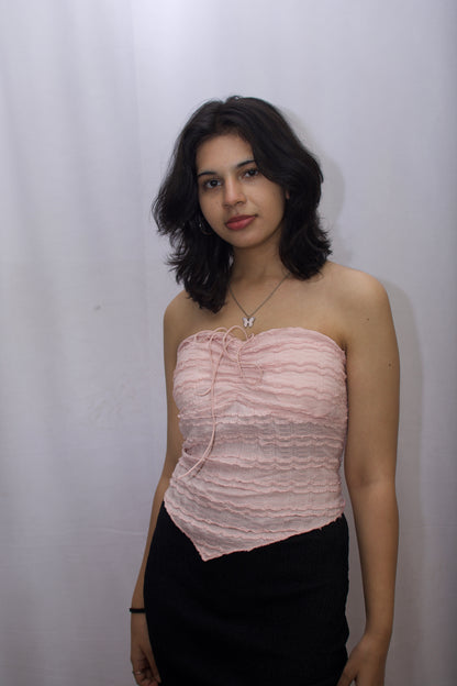Blush Pink Ruched Tube Top - The Perfect Blend of Elegance and Style