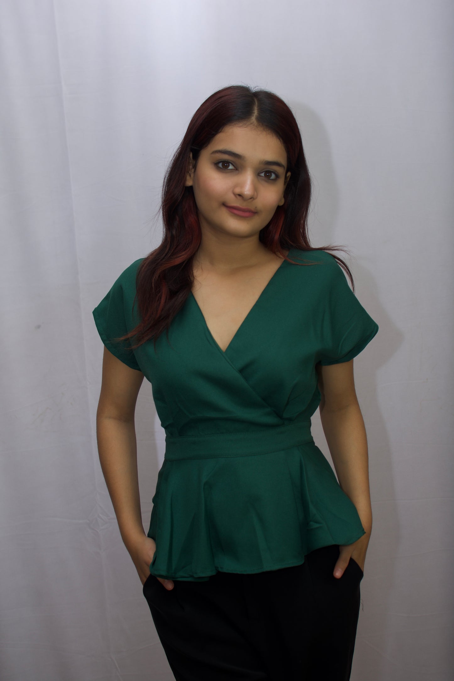 Elegant Green Peplum Top