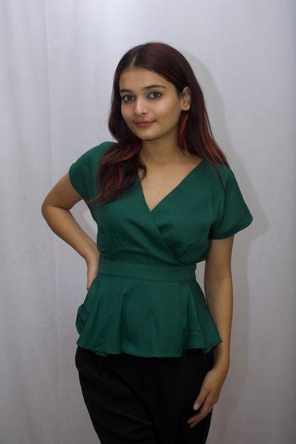 Elegant Green Peplum Top