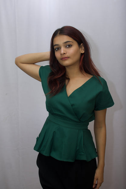 Elegant Green Peplum Top