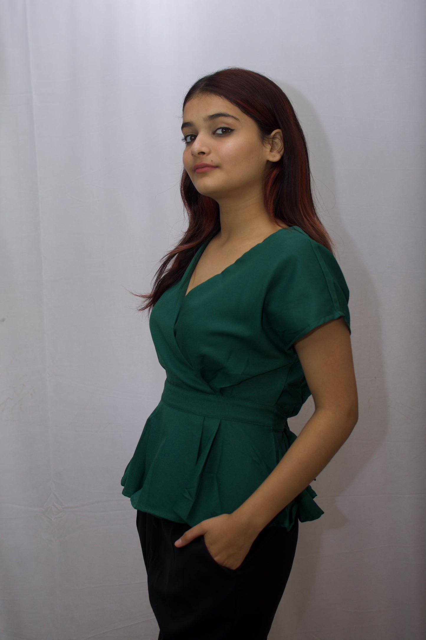 Elegant Green Peplum Top